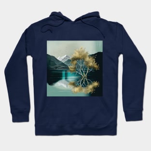 Green Mountain Lake with Golden Tree Hoodie